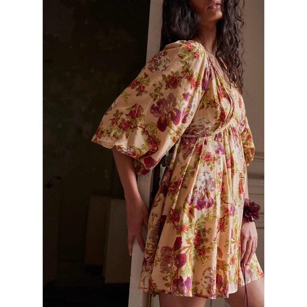 Free People - Pink Botanical Floral Print Dress